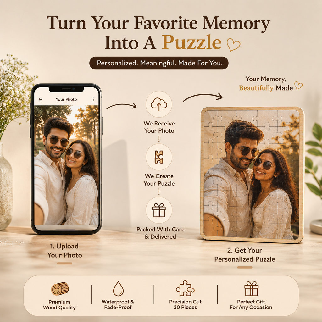 Custom Wooden Photo Puzzle for Couples, Kids & Families | Personalized Gift